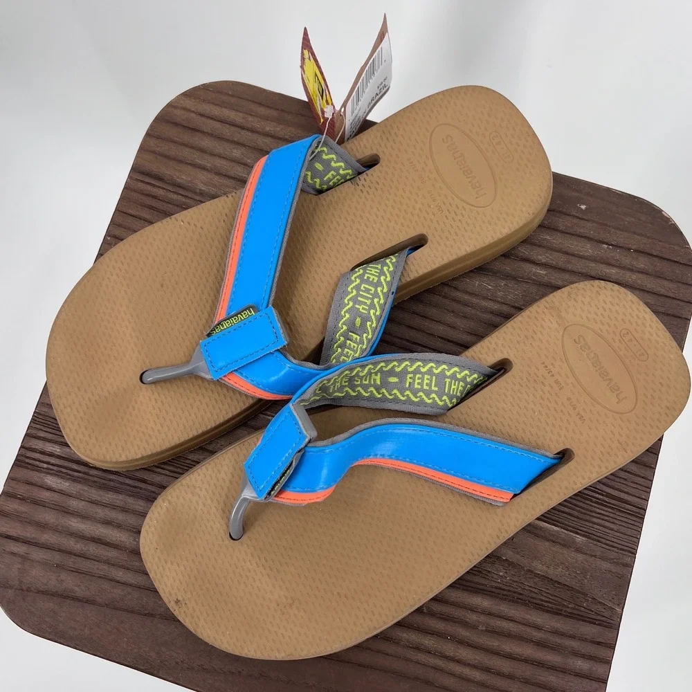 Havaianas Mens‎ Urban Special Flip Flops Bronze Blue Orange Sandals 9/10